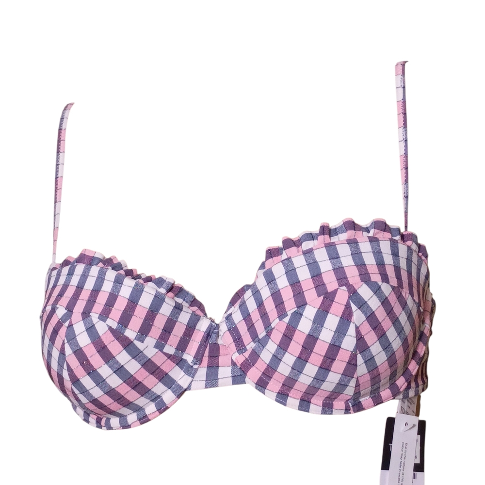Nordstrom‎ Pink and Blue Gingham One-Piece Swim Top